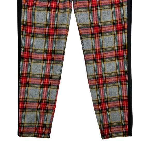J. Crew Glasgow Wool Pant 0 Red Gray Plaid Tuxedo Stripe Lined Cropped Academia - Picture 10 of 14